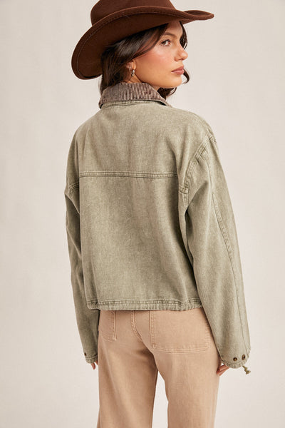Corduroy Collar Barn Jacket - Olive