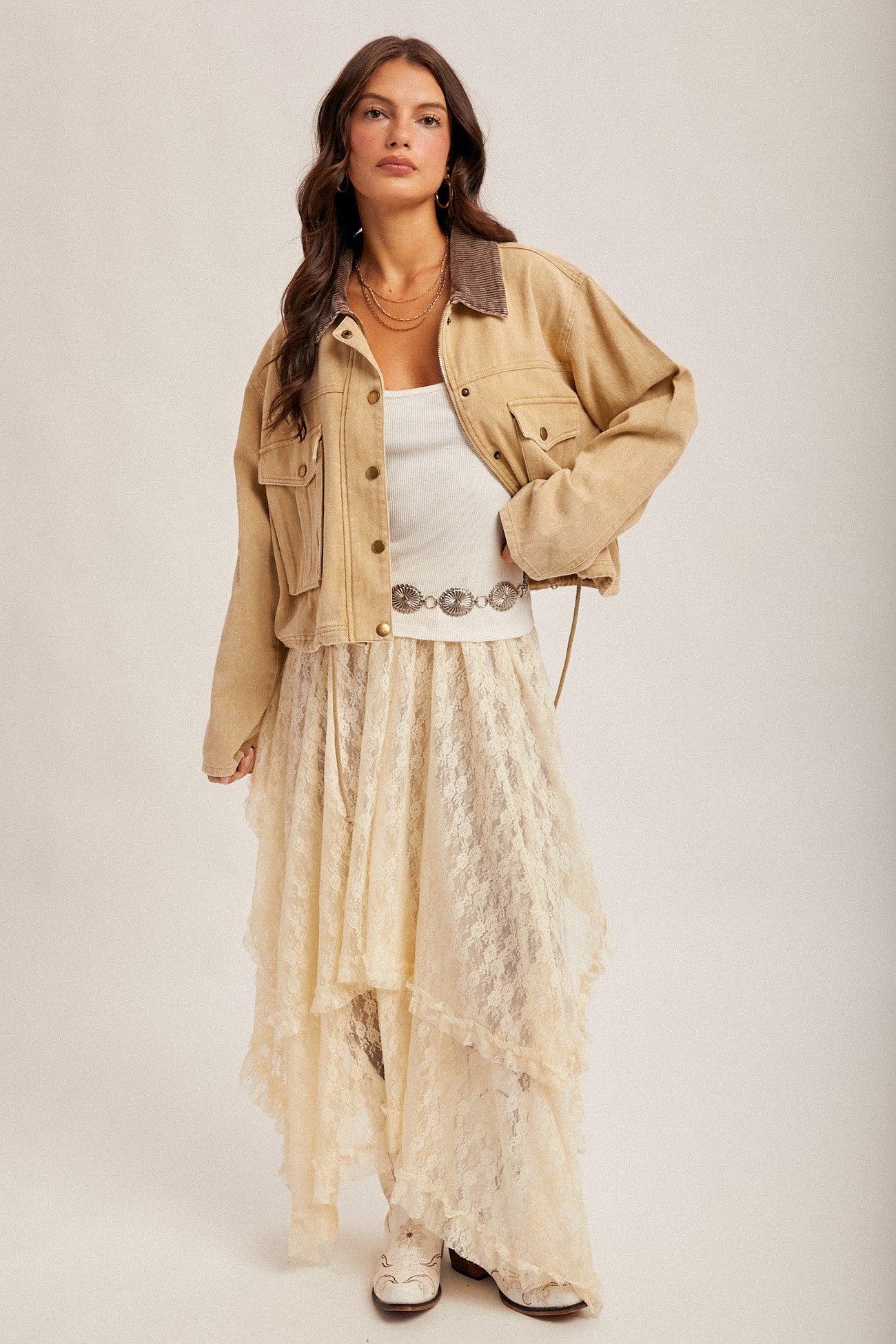 Corduroy Collar Barn Jacket - Sand