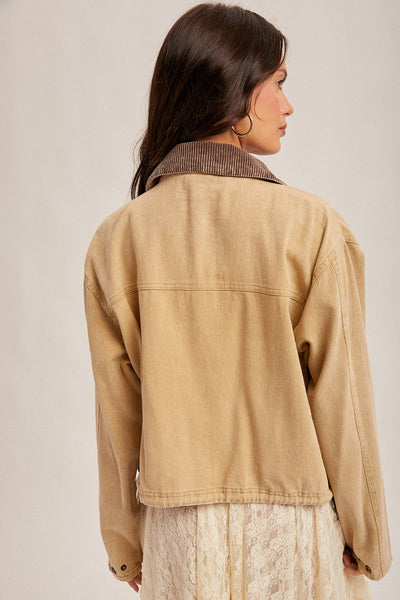 Corduroy Collar Barn Jacket - Sand