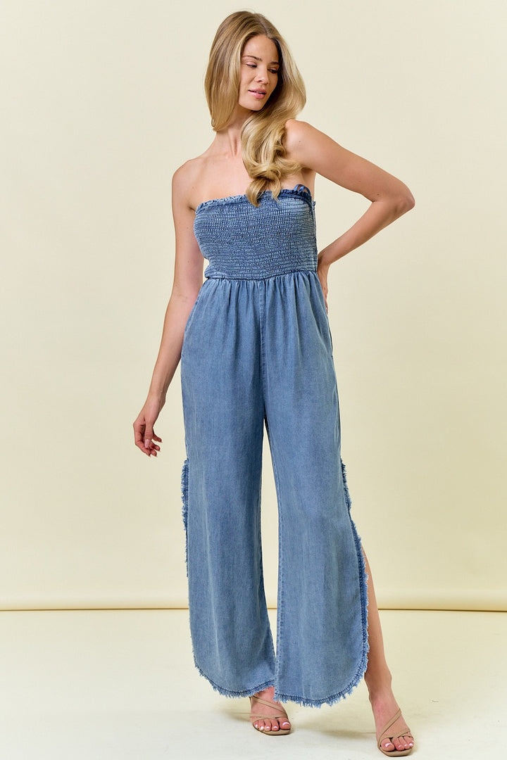 Nina Strapless Denim Jumpsuit