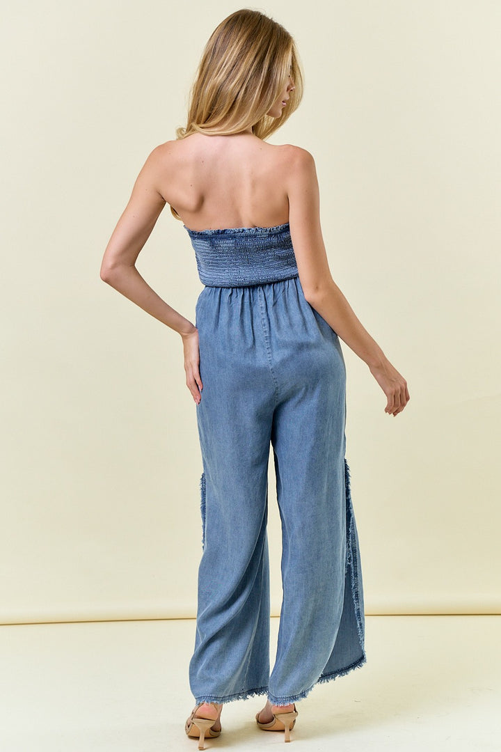 Nina Strapless Denim Jumpsuit
