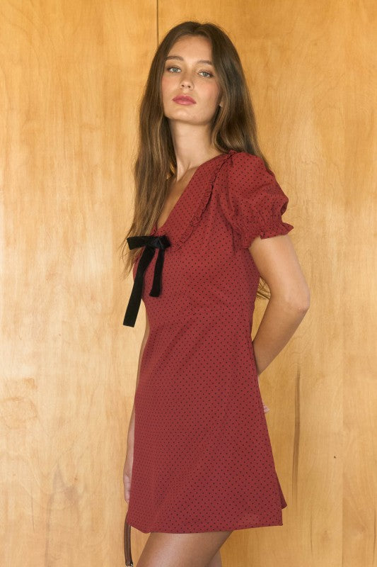Maple Rose Polka Dot Mini Dress