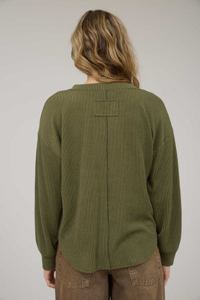 Mineral Washed Knit Henley Top
