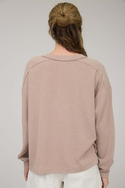 Woven Ridge Henley Knit Top