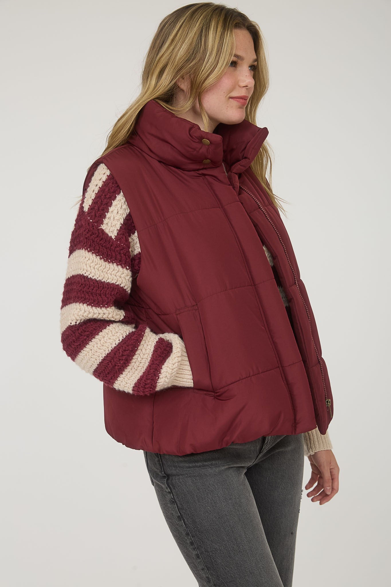 Burgundy Bliss Puffer Vest - Burgundy