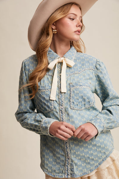 Western Bow Textured Top