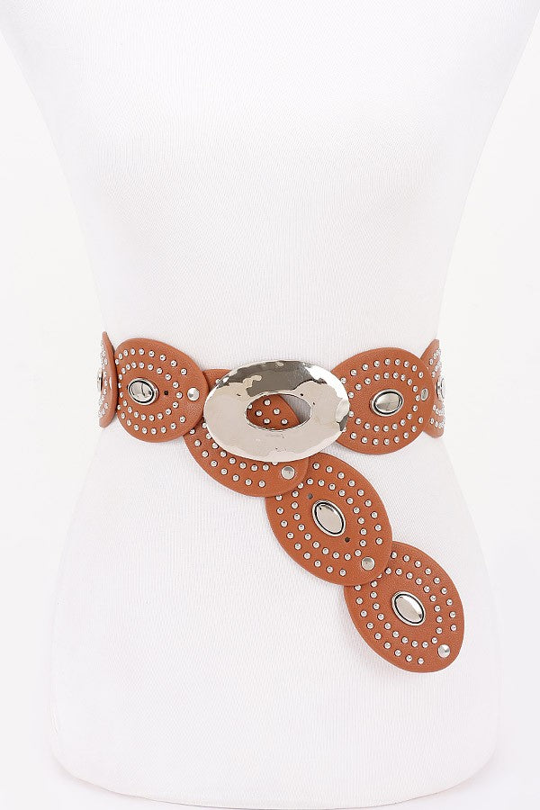 Edgy Oval Buckle Studded Belt (2 colors)