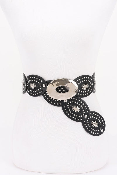 Edgy Oval Buckle Studded Belt (2 colors)
