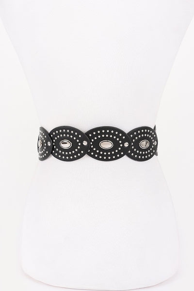 Edgy Oval Buckle Studded Belt (2 colors)
