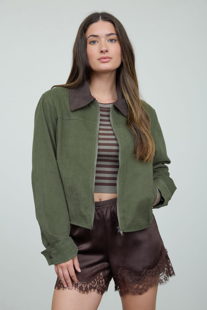 Autumn Ready Olive Zip Up Jacket