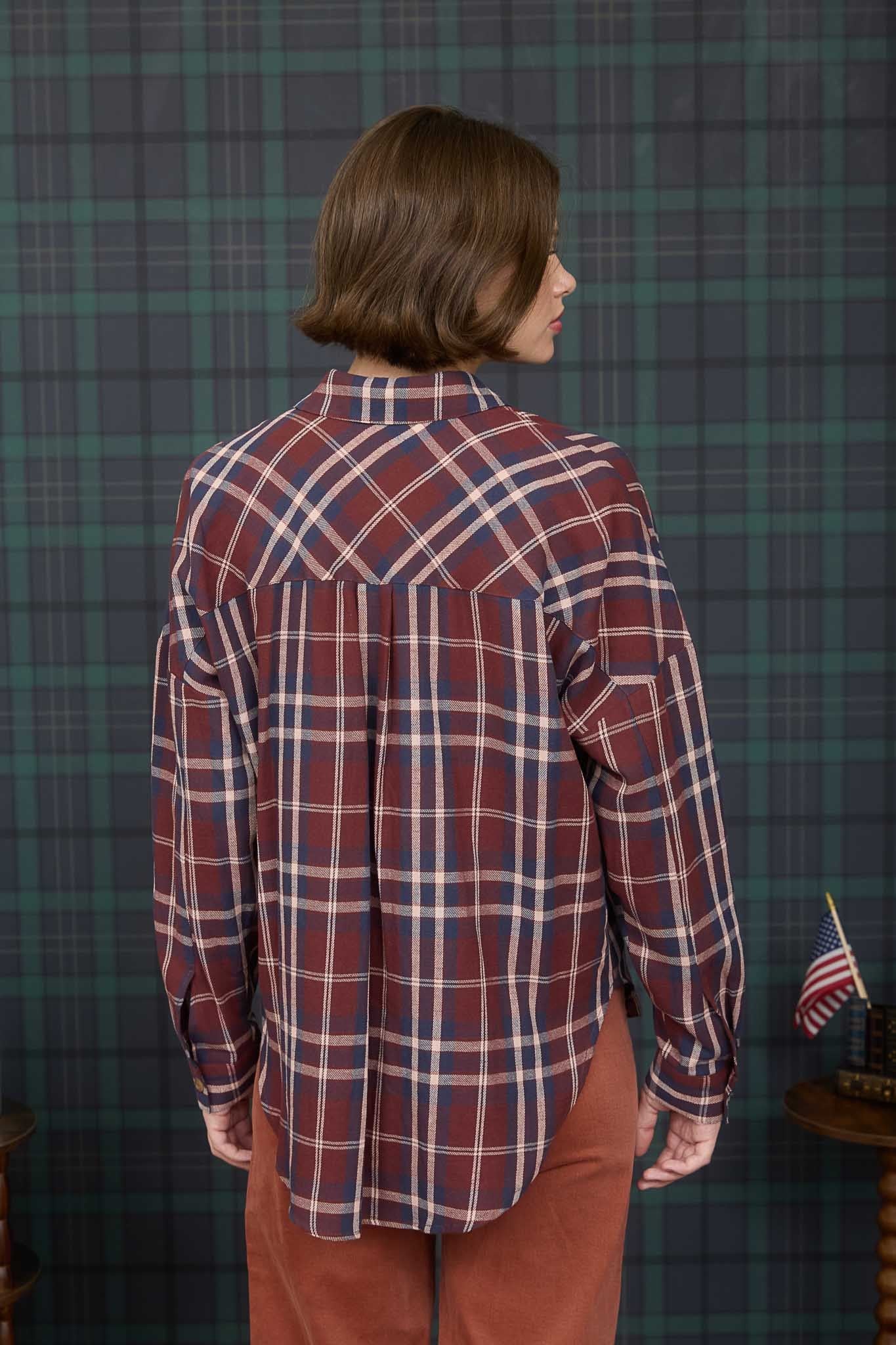 Burgundy Bliss Plaid Flannel Top