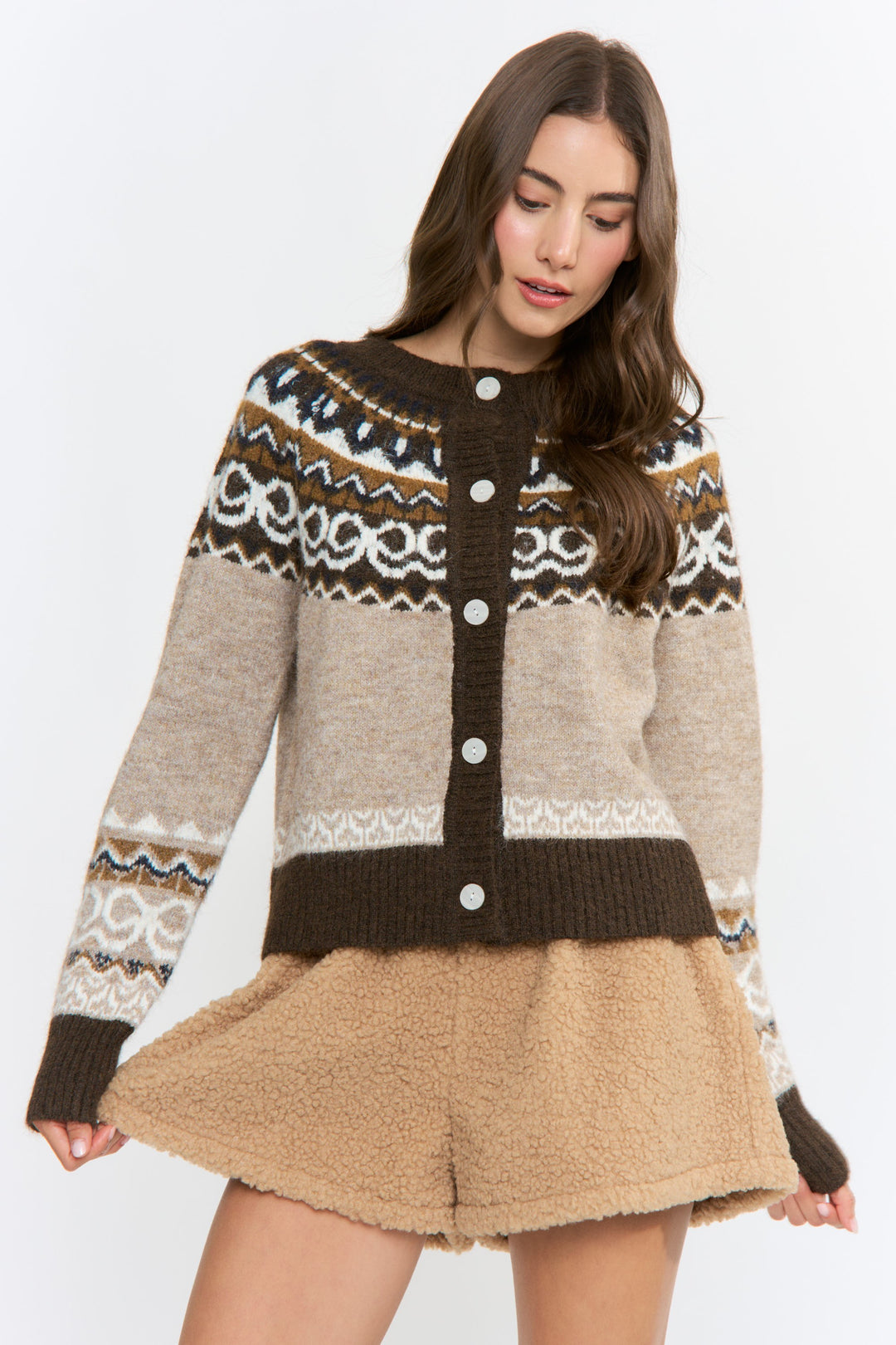 Fall Fair Isle- Mocha Cardigan