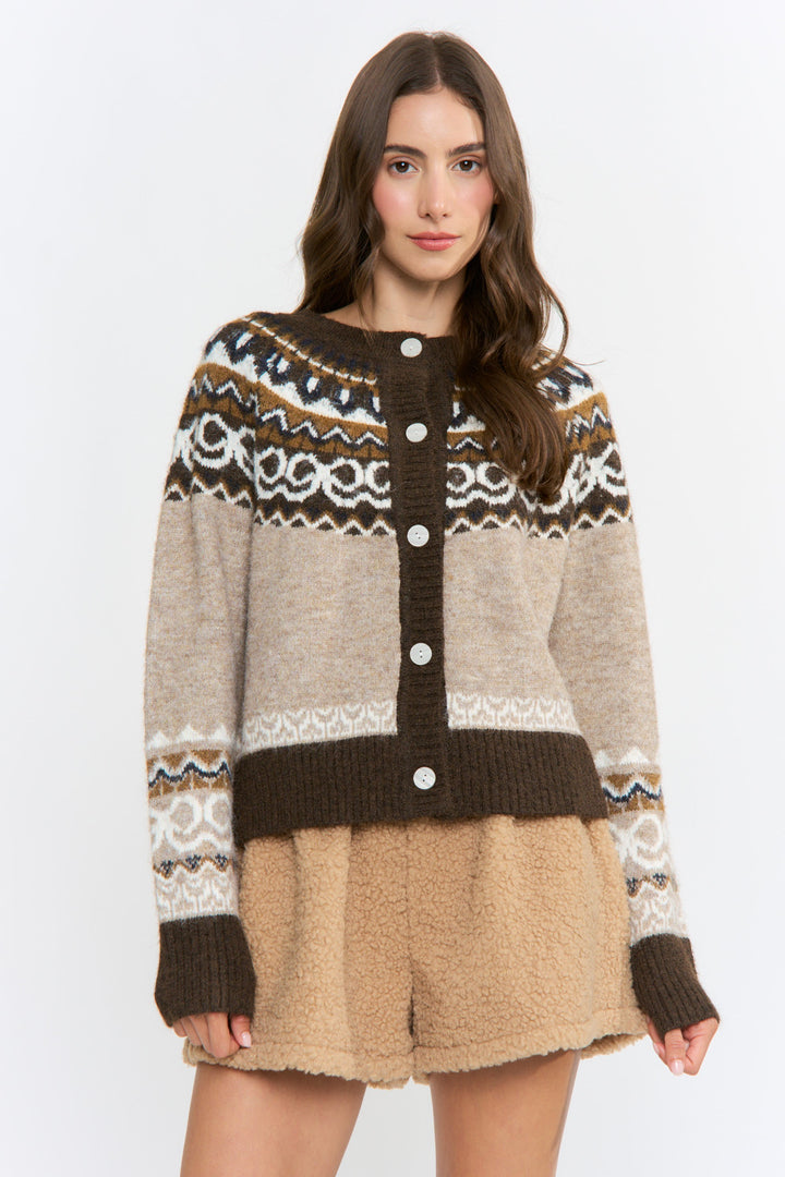 Fall Fair Isle- Mocha Cardigan