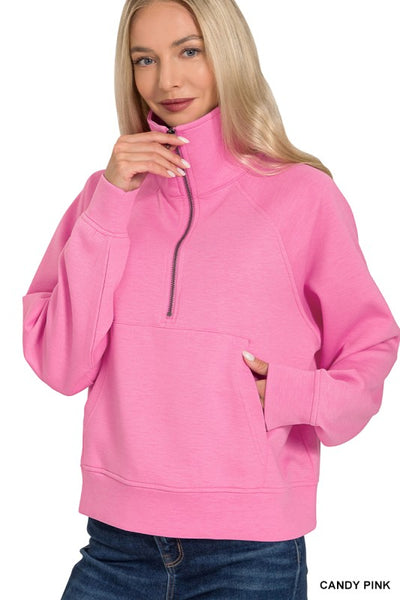 Scuba Half Zip Pullover - Candy Pink