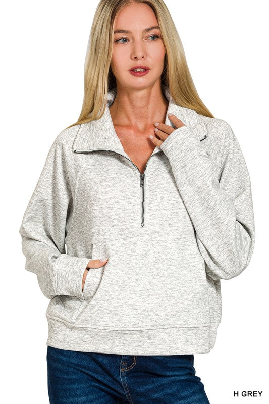 Scuba Half Zip Pullover - Heather Grey