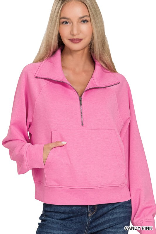 Scuba Half Zip Pullover - Candy Pink