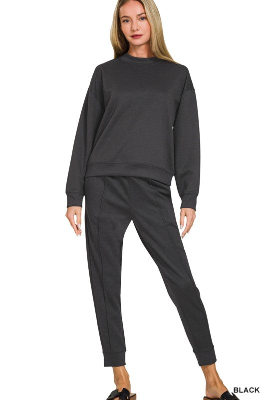 Scuba Mock Neck Jogger Set - Black