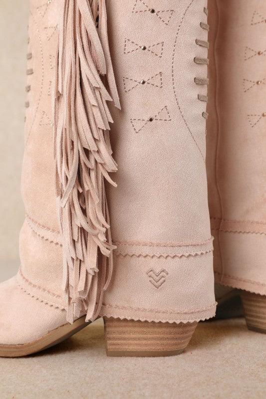 Pink Bambi Fringe Western Boot