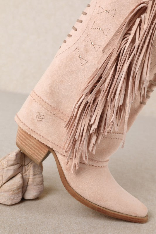 Pink Bambi Fringe Western Boot