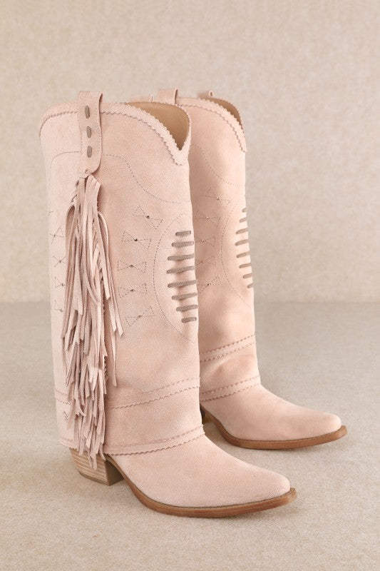 Pink Bambi Fringe Western Boot