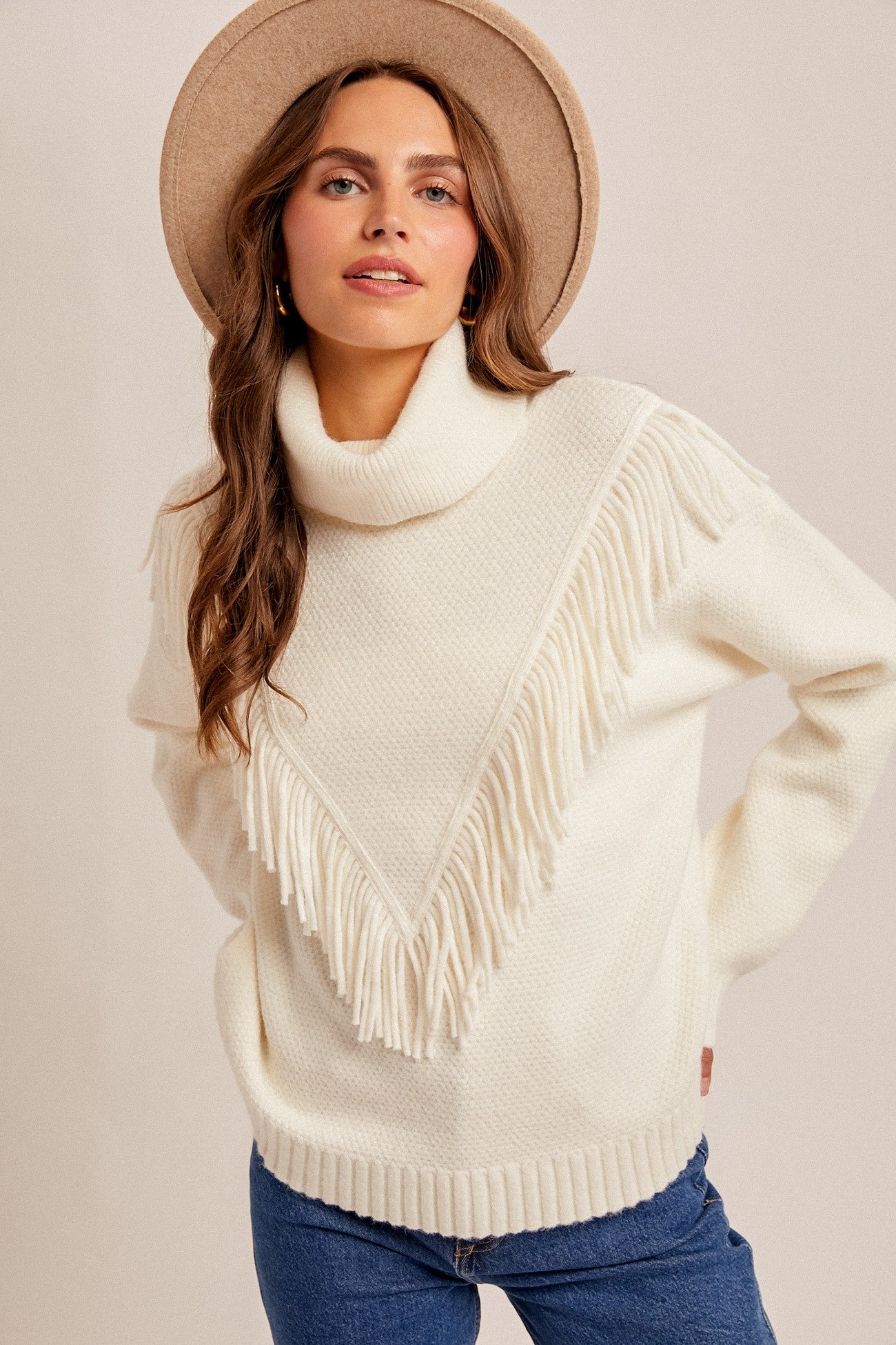 Fringed Layer Sweater- Off White