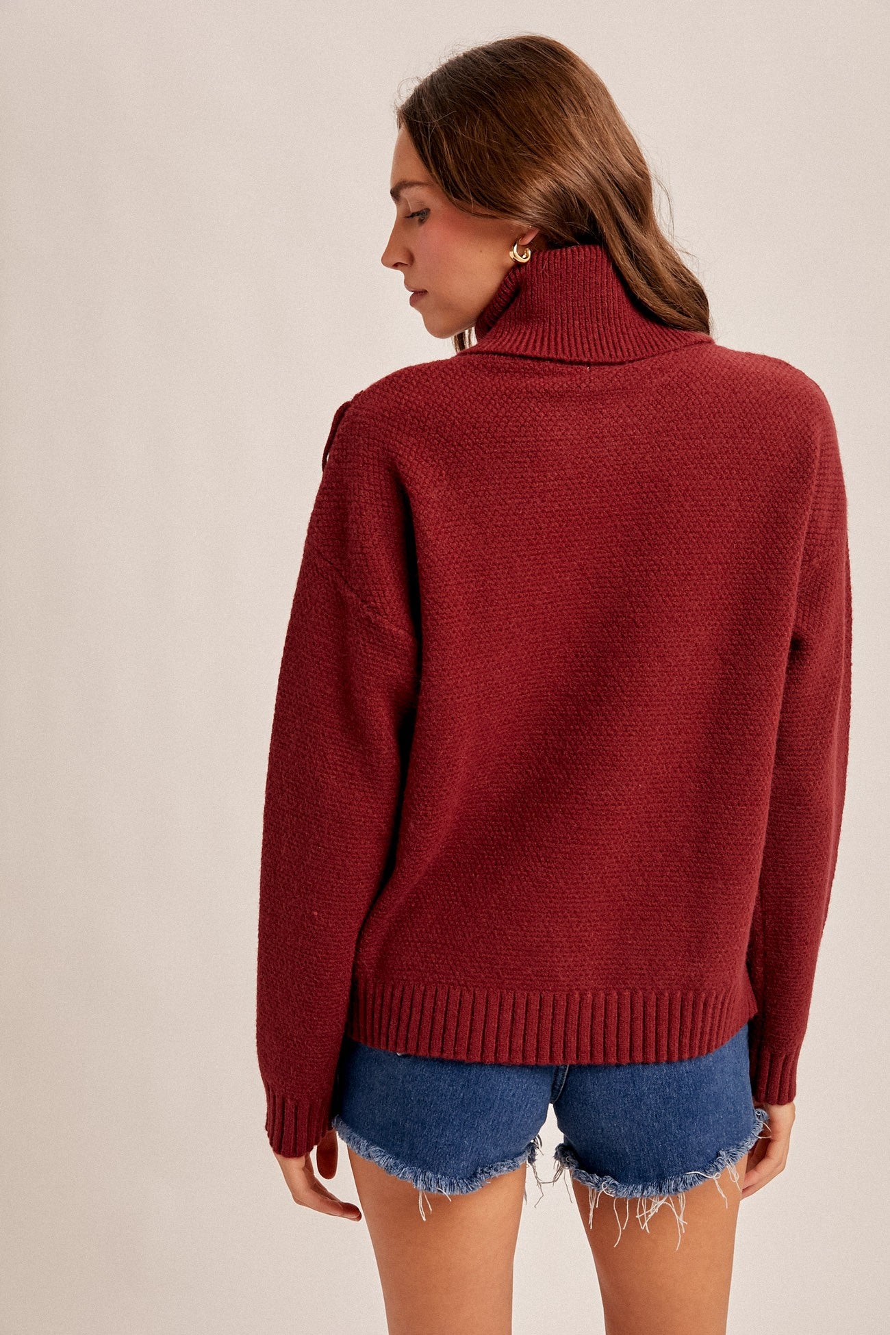 Fringed Layer Sweater- Burgundy