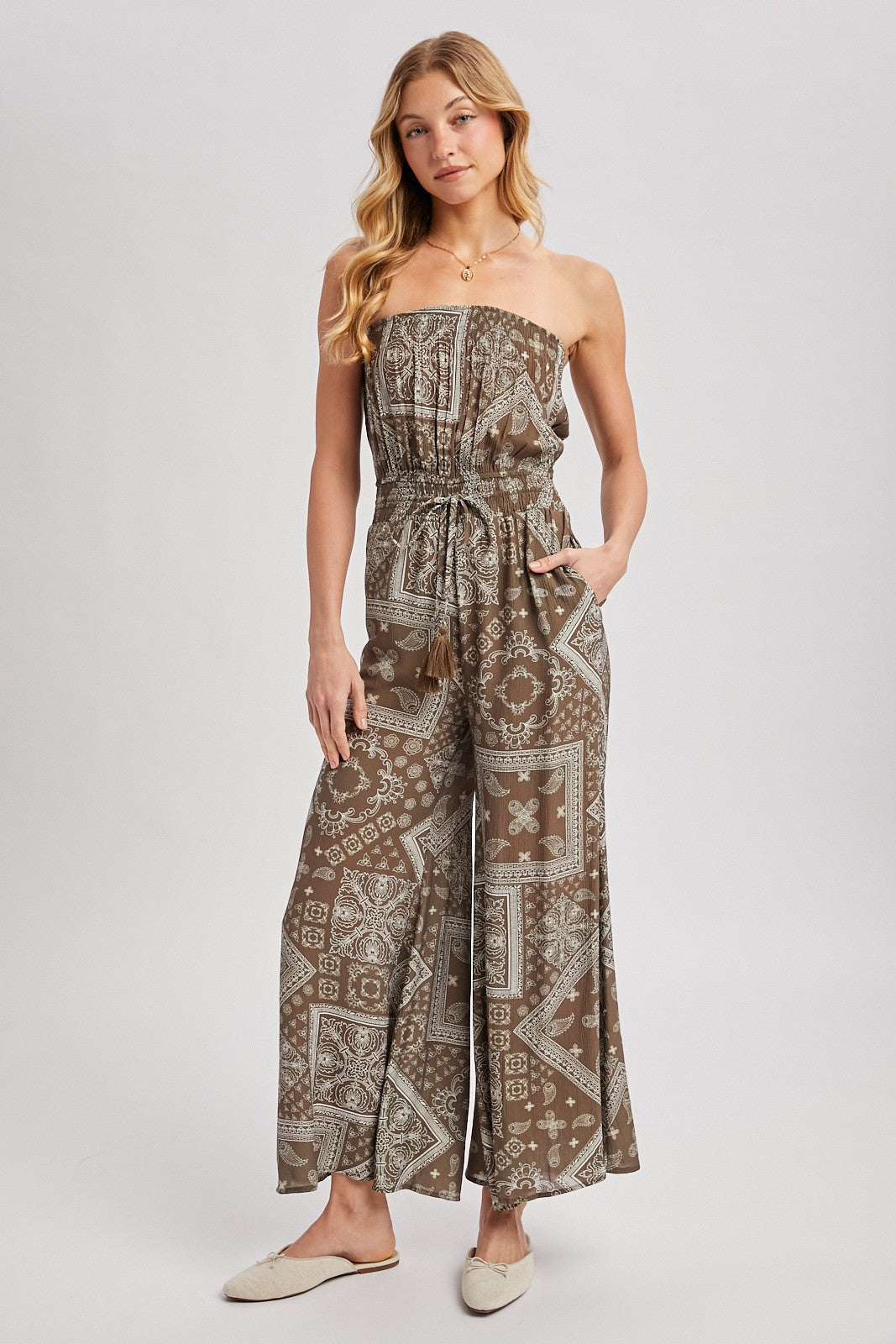 Boho Goddess Jumpsuit- Mocha