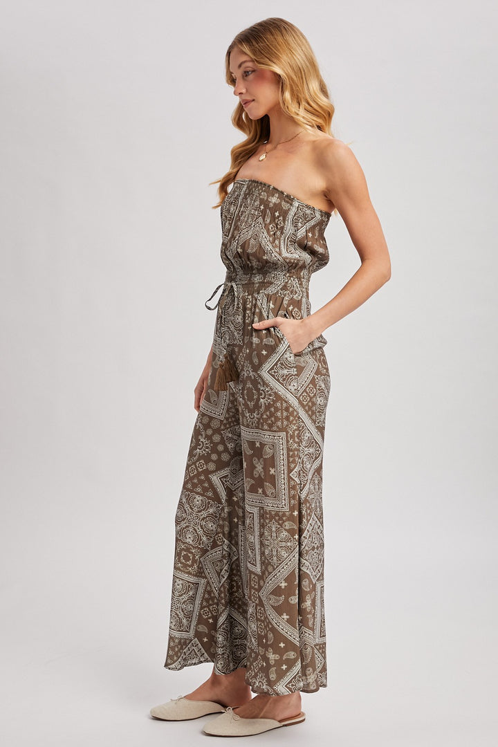 Boho Goddess Jumpsuit- Mocha