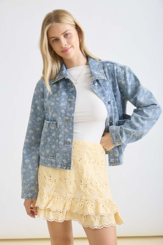 Demin Floral Washed Jacket