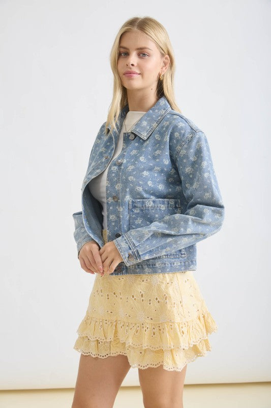 Demin Floral Washed Jacket