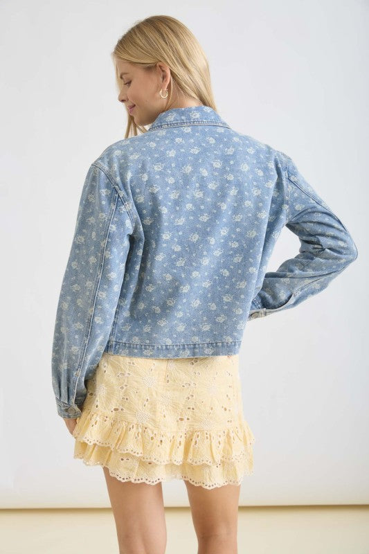 Demin Floral Washed Jacket