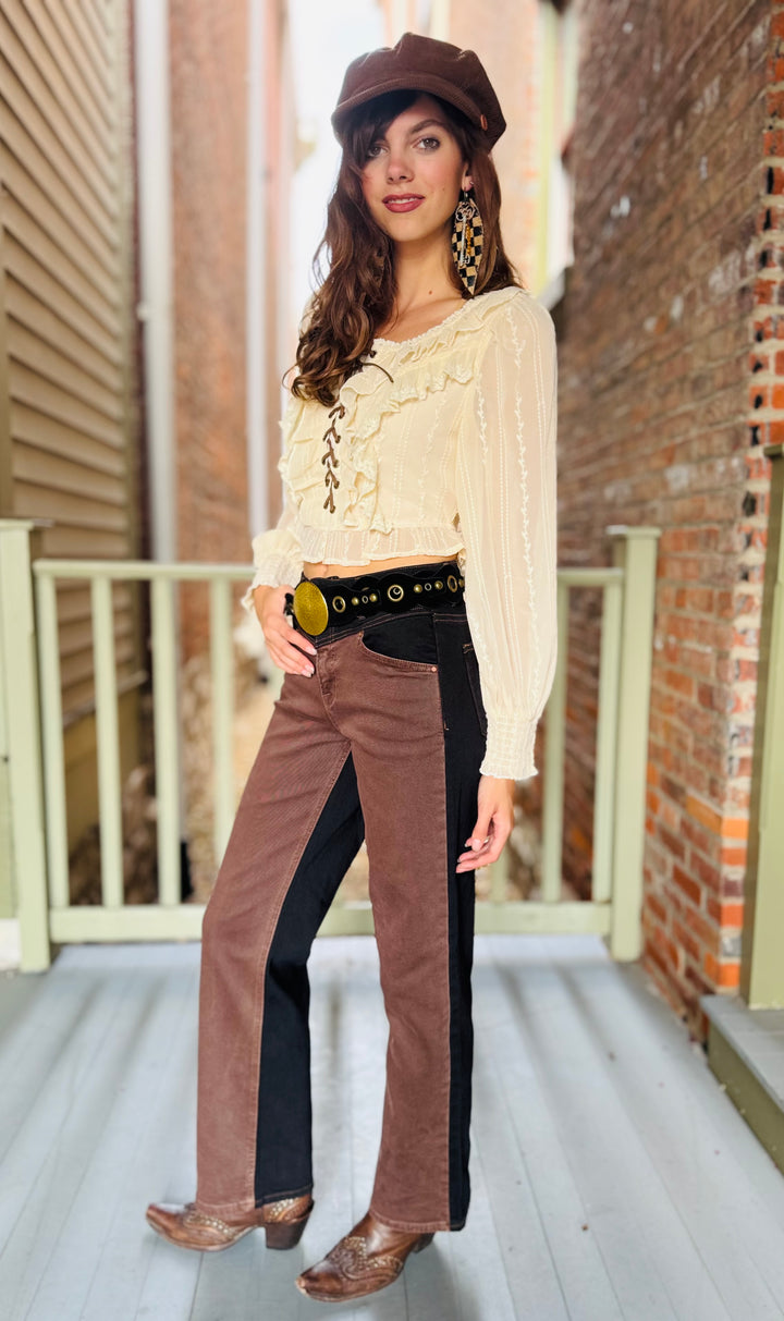 Ruffe Laced Up Blouse