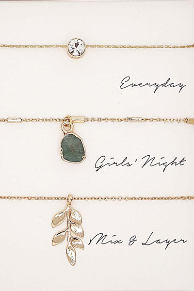 Green & Gold Pendant Necklace Set