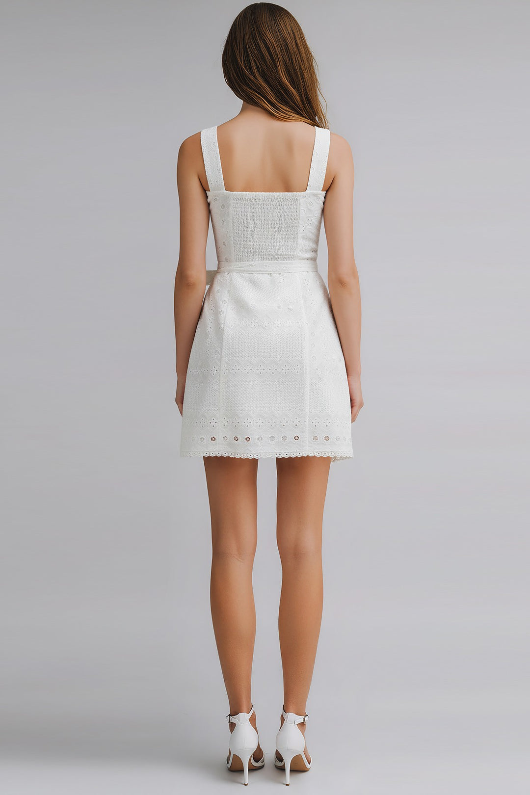 Cloud White Lace Wrapped Mini Dress