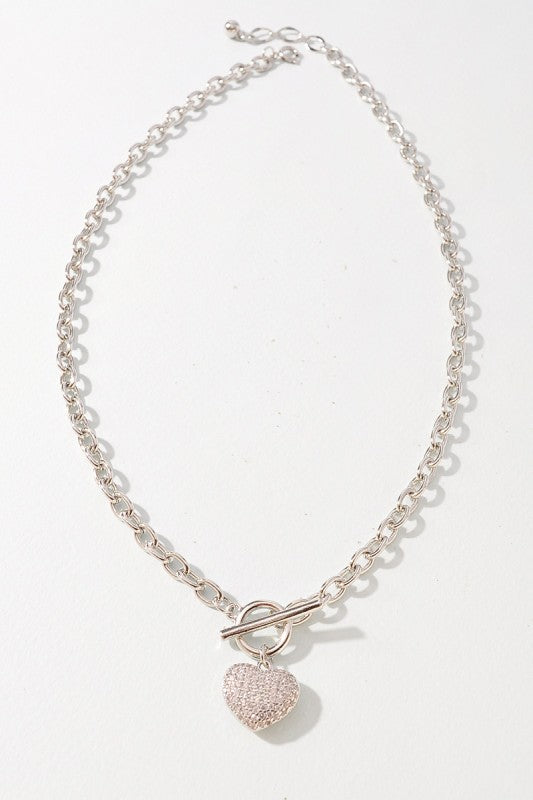 Metal Dipped CZ Heart Necklace