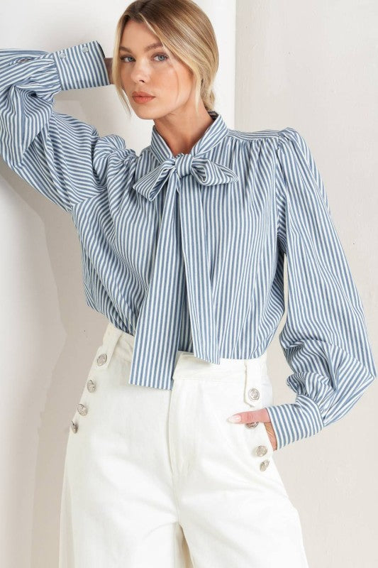 Sailors Kiss Tie-Neck Blouse