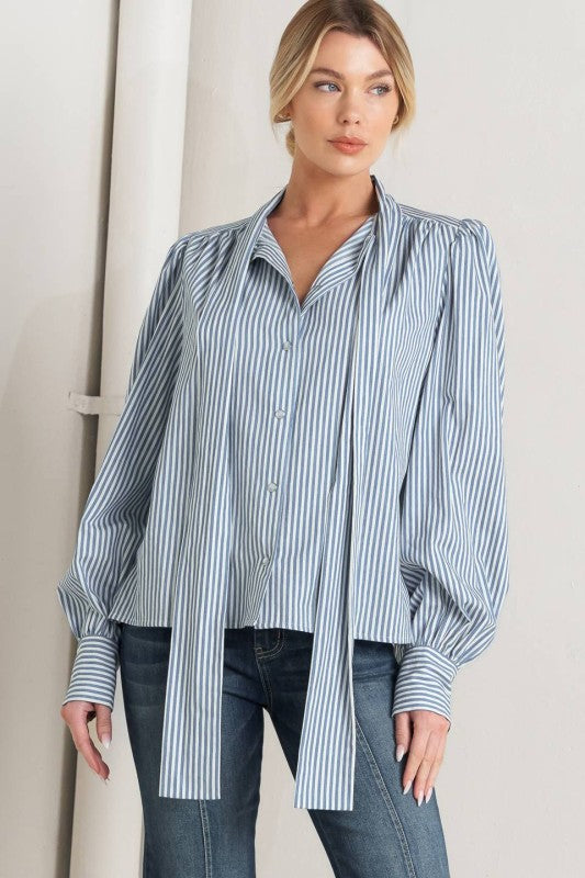 Sailors Kiss Tie-Neck Blouse