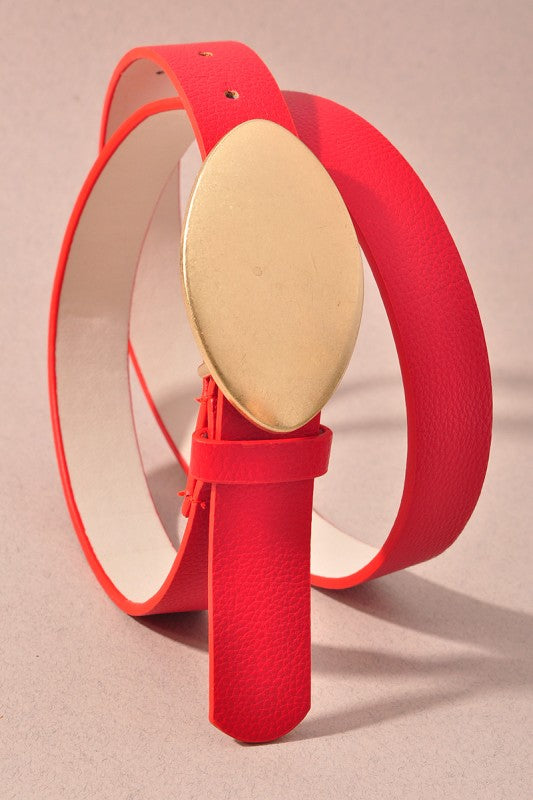 Retro Oval Faux Leather Belt (4 colors)