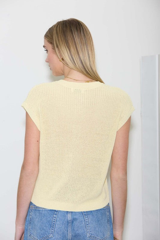 Butter Yellow Knit Cardigan Vest