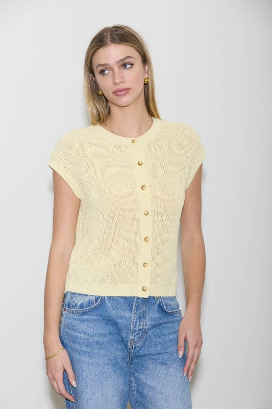 Butter Yellow Knit Cardigan Vest