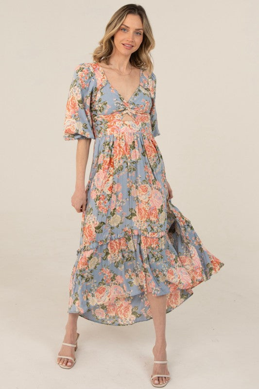 Lulani Blue High Low Maxi Dress
