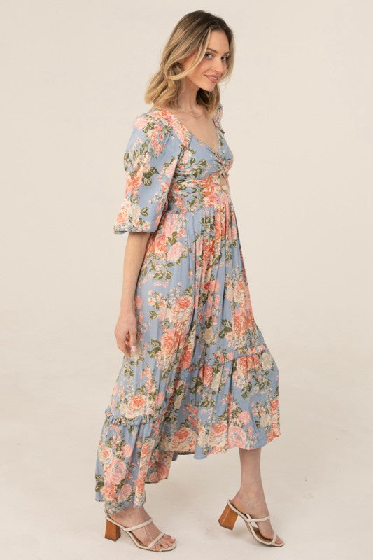 Lulani Blue High Low Maxi Dress