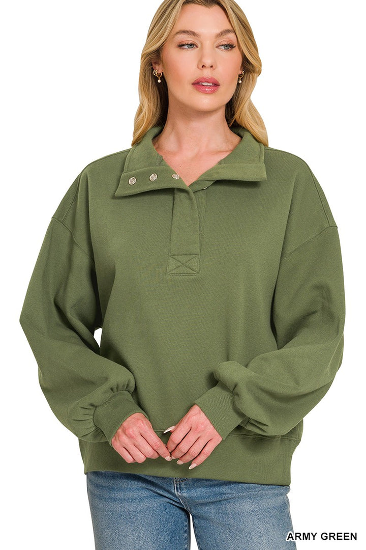 Fleece Half Snap Sweatshirt (4 Colors)