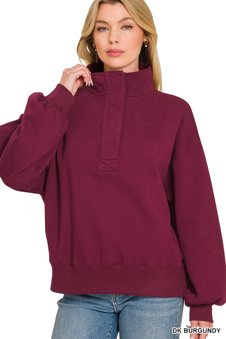 Fleece Half Snap Sweatshirt (4 Colors)