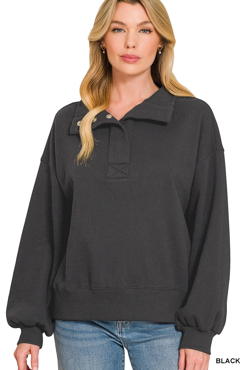 Fleece Half Snap Sweatshirt (4 Colors)