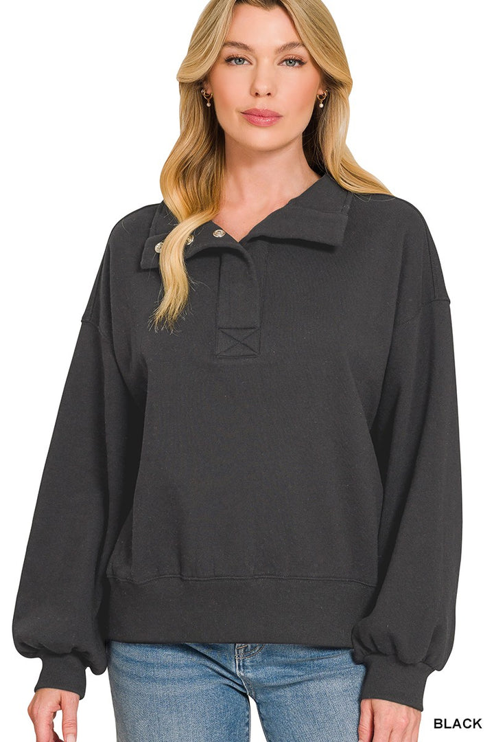 Fleece Half Snap Sweatshirt (4 Colors)