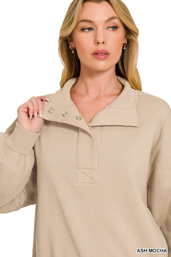 Fleece Half Snap Sweatshirt (4 Colors)