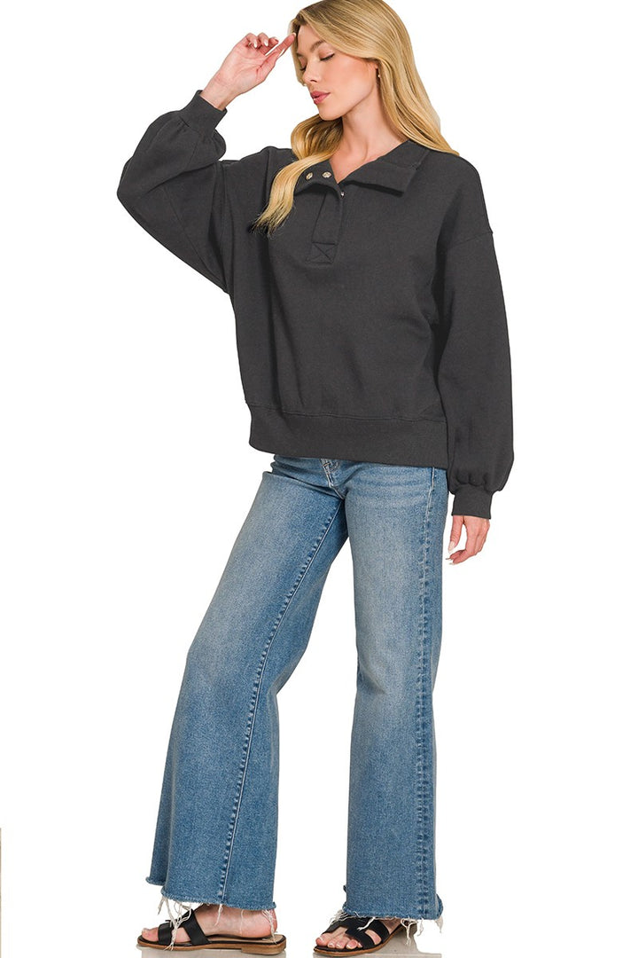 Fleece Half Snap Sweatshirt (4 Colors)