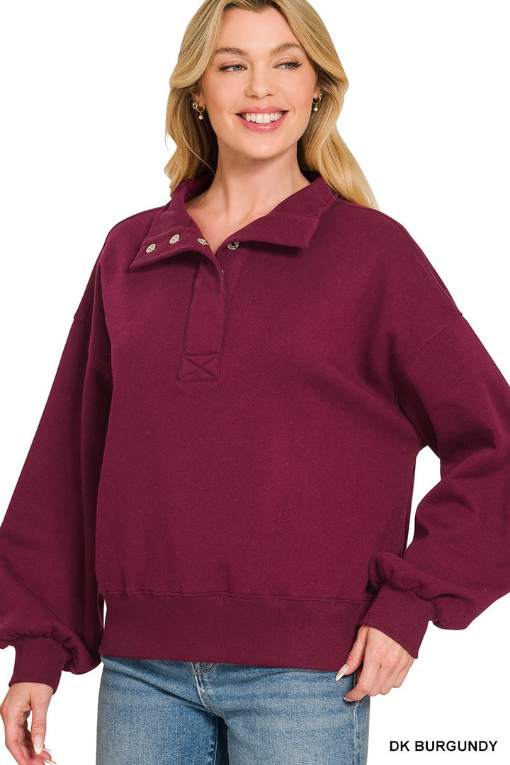 Fleece Half Snap Sweatshirt (4 Colors)