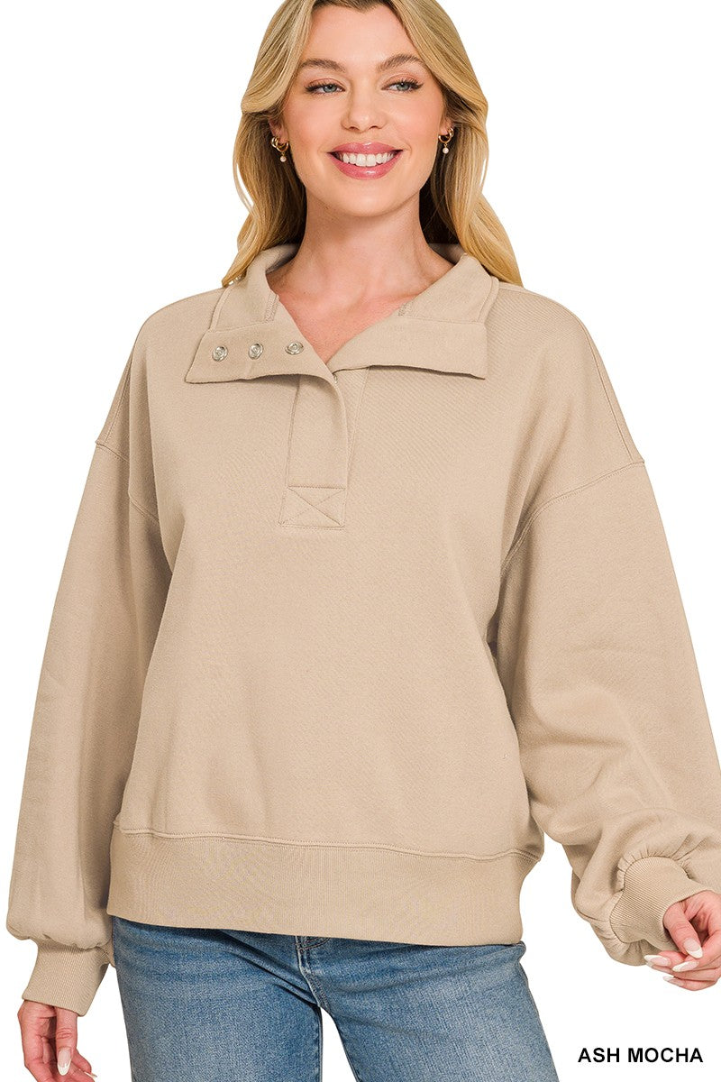 Fleece Half Snap Sweatshirt (4 Colors)
